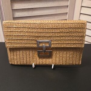 Elegant Straw Tan Clutch Bag